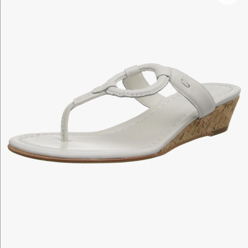Bernardo White Matrix Wedge Sandal